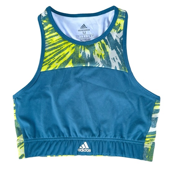 ADIDAS ZOE SALDANA AEROREADY Wild Teal LOW IMPACT Sports Bra Women MEDIUM - Picture 4 of 6